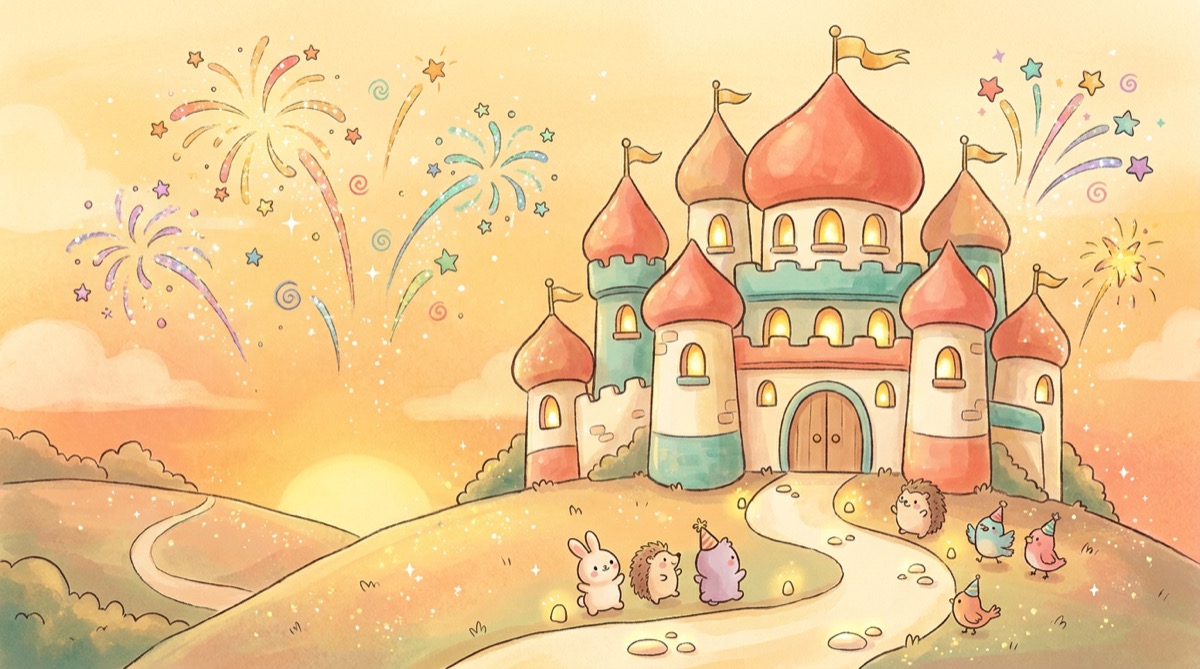 The castle with fireworks